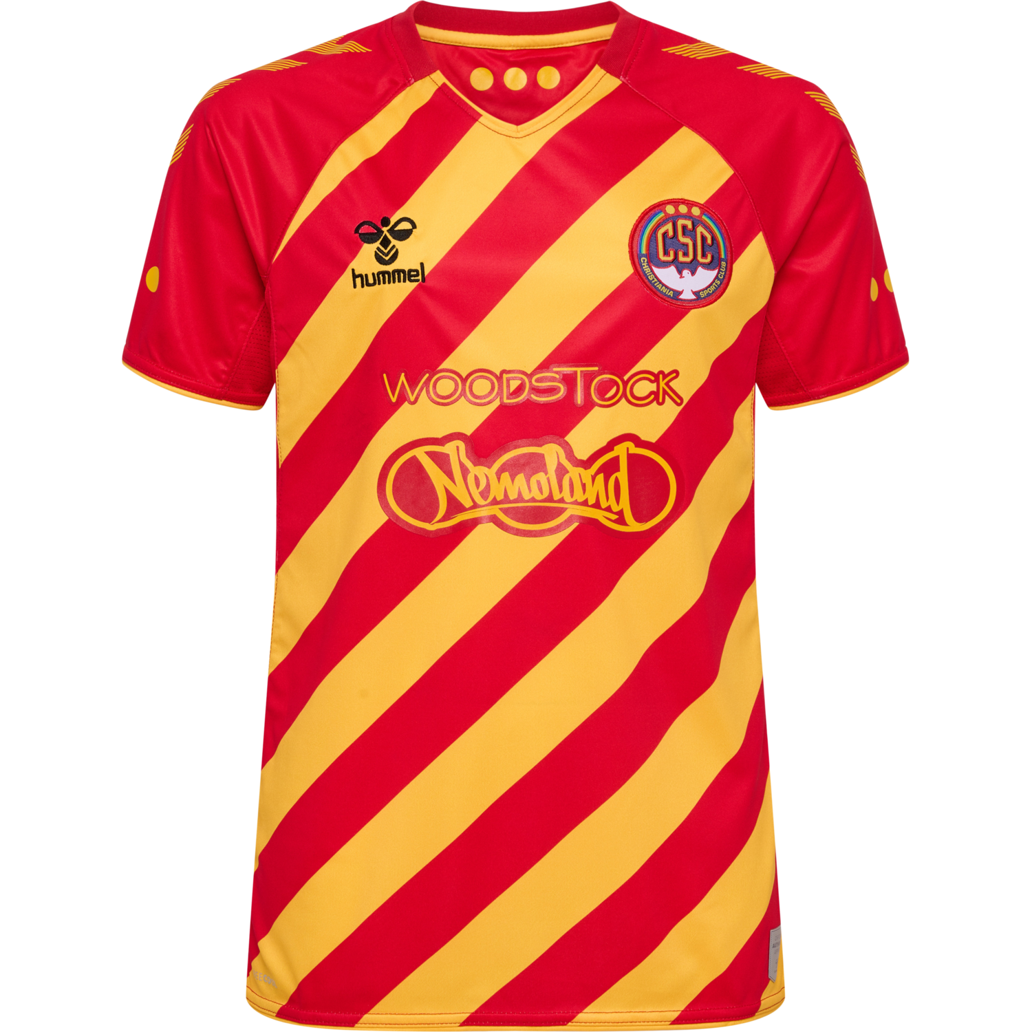 hmlCSC 19/20 KIDS HOME JERSEY S/S, TRUE RED/SPORTS YELLOW W/SPONS, packshot