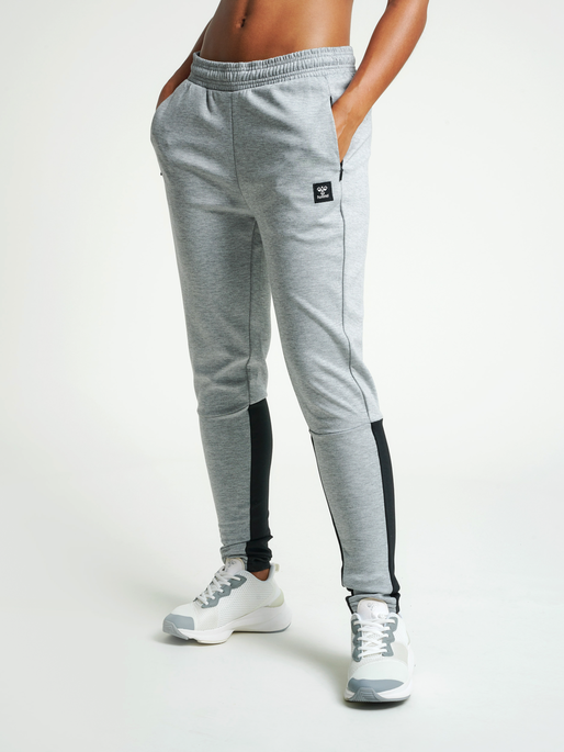 hmlESSI TAPERED PANTS, GREY MELANGE, model