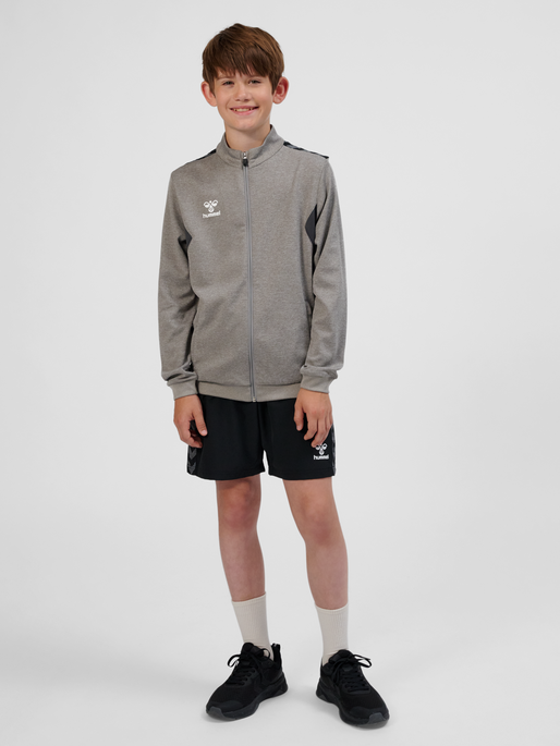 hmlAUTHENTIC PL ZIP JACKET KIDS, GREY MELANGE, model