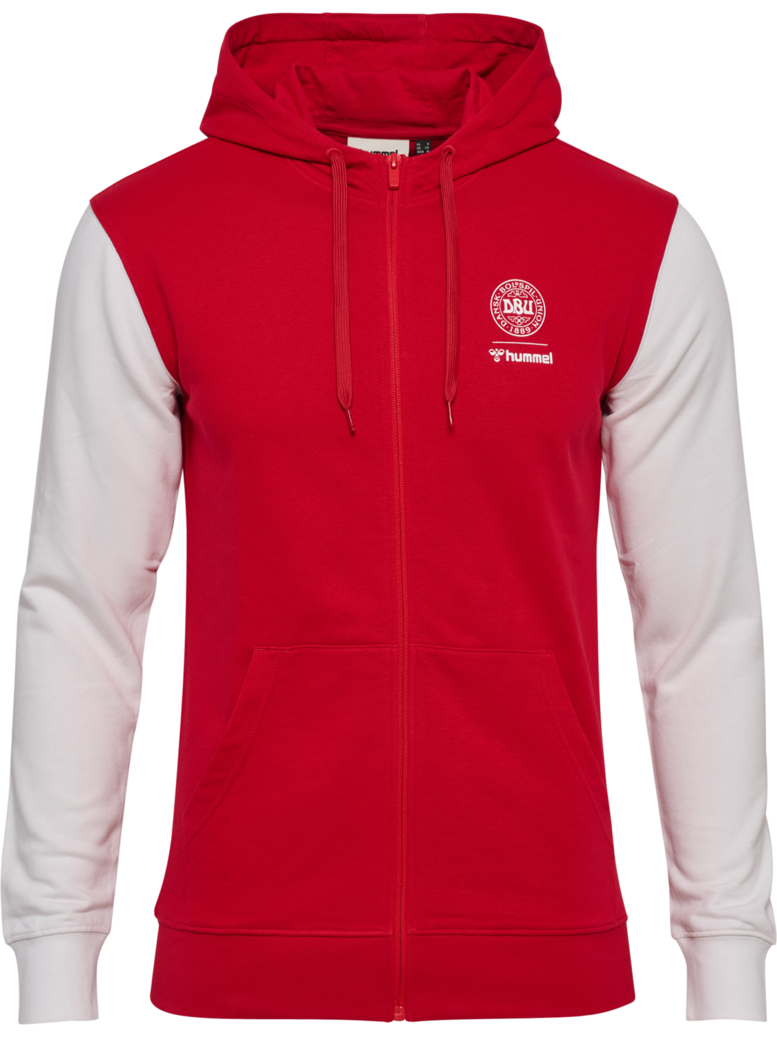 DBU 26 FAN RED-WHITE ZIP HOOD, TANGO RED/WHITE, packshot