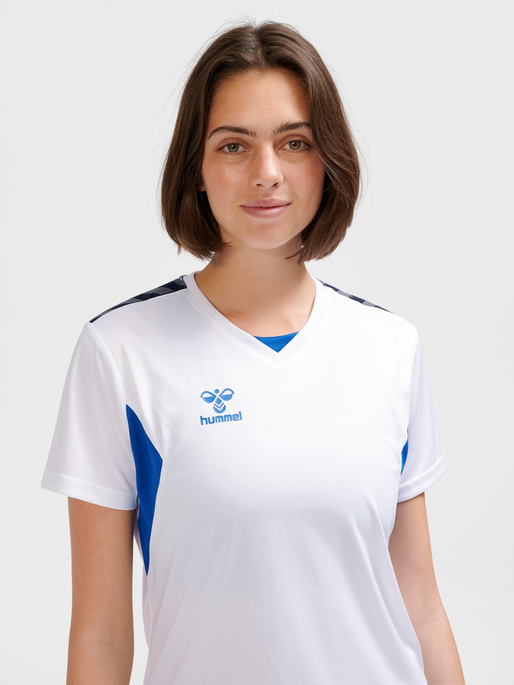 hmlAUTHENTIC PL JERSEY S/S WOMAN, WHITE/TRUE BLUE, model
