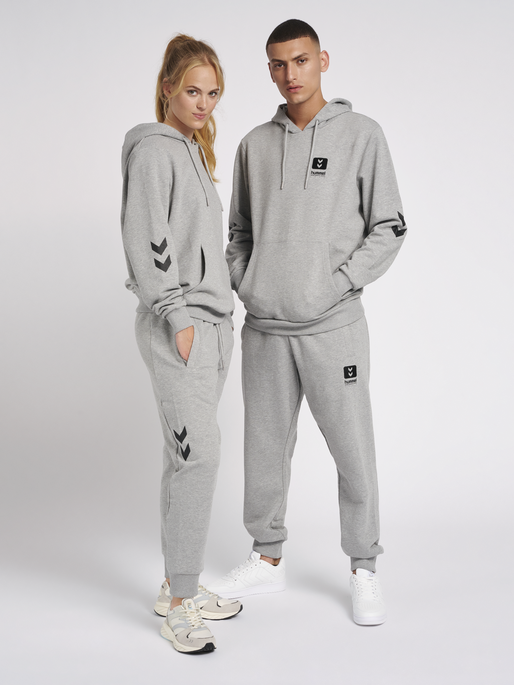 hmlLGC GRAHAM HOODIE, GREY MELANGE, model