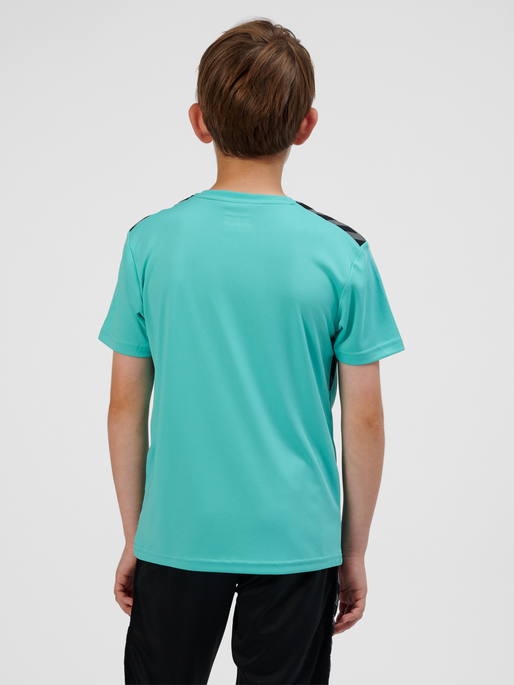 hmlAUTHENTIC PL JERSEY S/S KIDS, !TURQUOISE /ASPHALT, model
