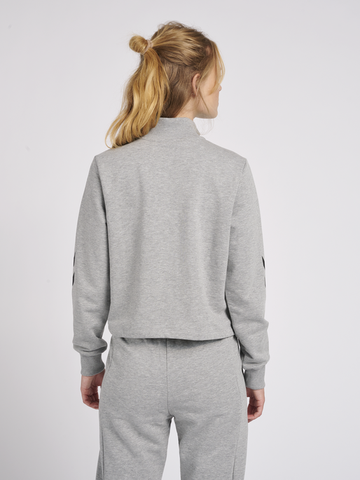 hmlLGC NIKKA CROPPED HALFZIP, GREY MELANGE, model
