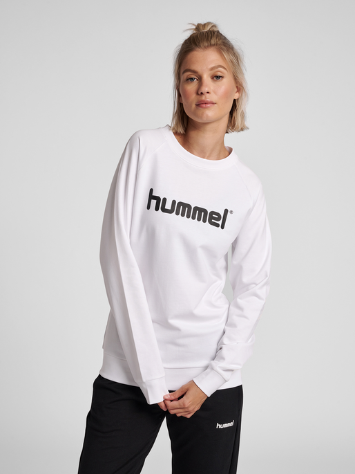 HMLGO COTTON LOGO SWEATSHIRT WOMAN, WHITE, model