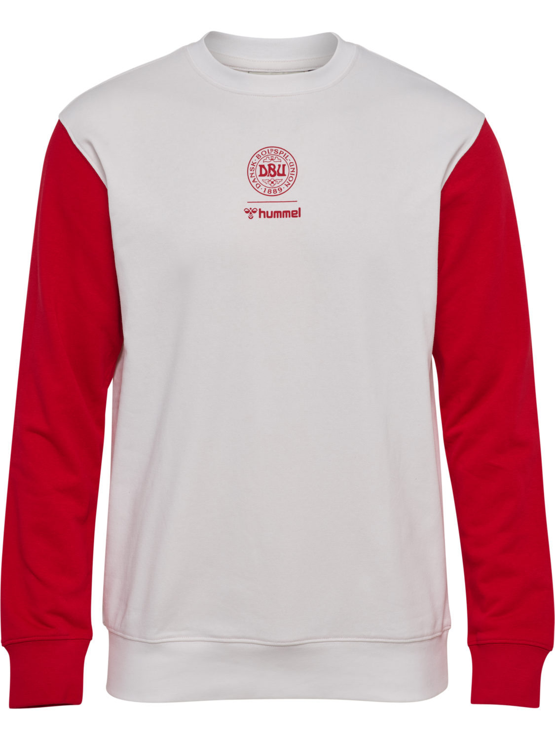 DBU 26 FAN RED-WHITE CREW NECK, WHITE/TANGO RED, packshot
