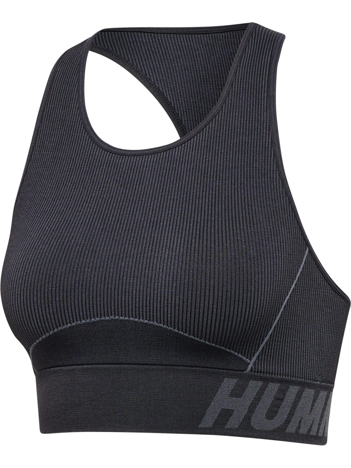 hmlTE CHRISTEL SEAMLESS SPORTS TOP, BLACK/ASPHALT MELANGE, packshot