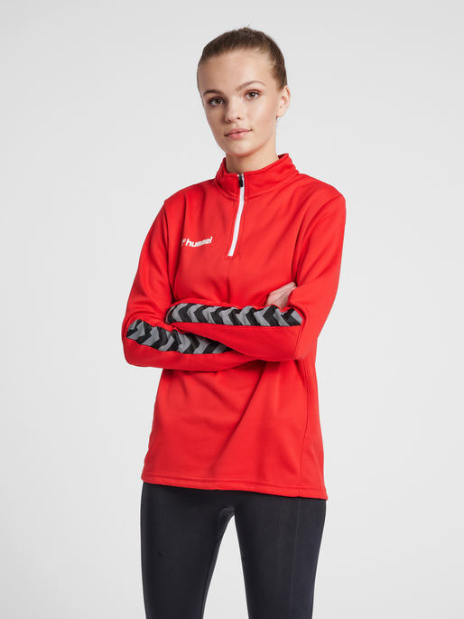 hmlAUTHENTIC HALF ZIP SWEATSHIRT WO, TRUE RED, model