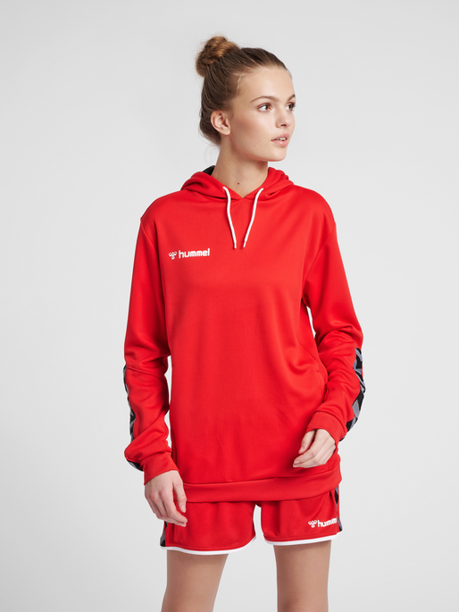 hmlAUTHENTIC POLY HOODIE WOMAN, TRUE RED, model