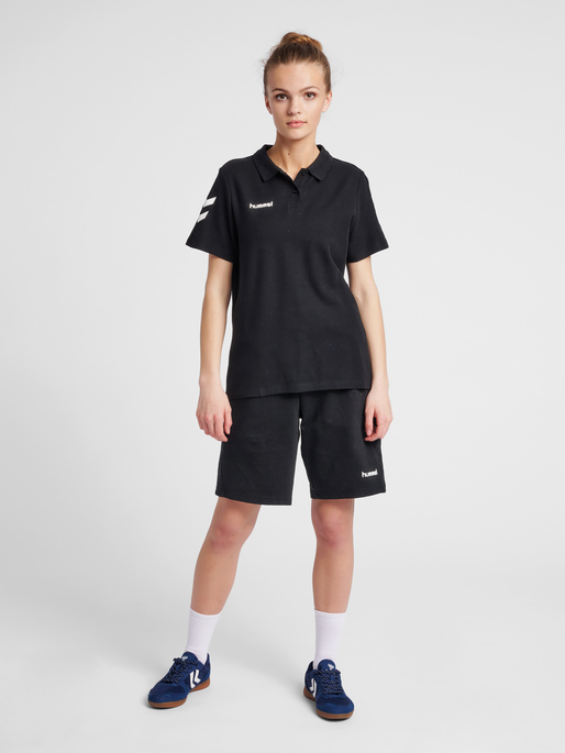 HMLGO COTTON POLO WOMAN, BLACK, model