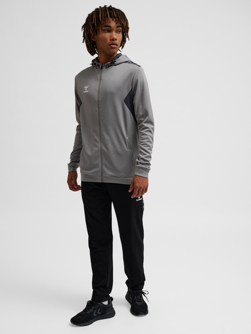 hmlAUTHENTIC PL ZIP HOODIE, GREY MELANGE, model