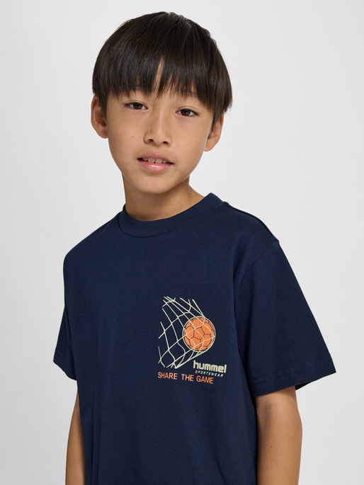 hmlJR REG T-SHIRT S/S RUNNER 2-PACK, LIGHT GREY MELANGE/DRESS BLUES, model