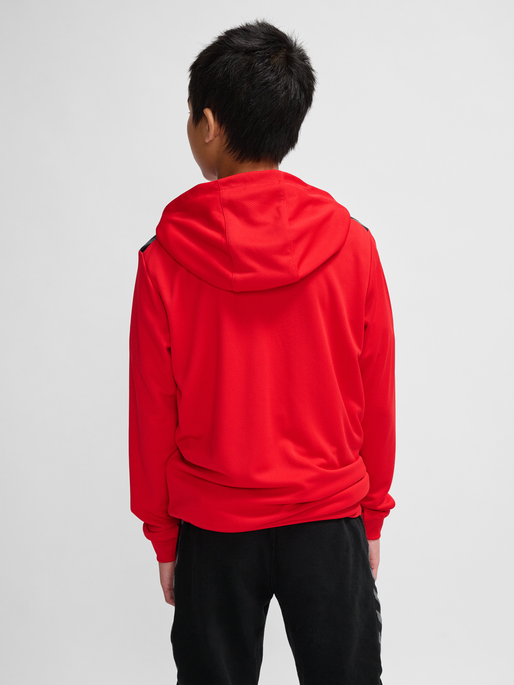 hmlAUTHENTIC PL ZIP HOODIE KIDS, TRUE RED, model
