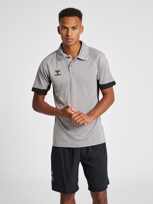 hmlLEAD FUNCTIONAL POLO, GREY MELANGE, model