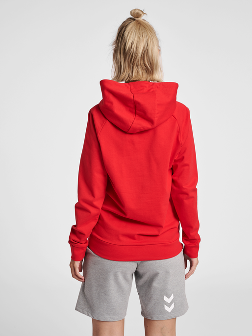 HMLGO COTTON LOGO HOODIE WOMAN, TRUE RED, model