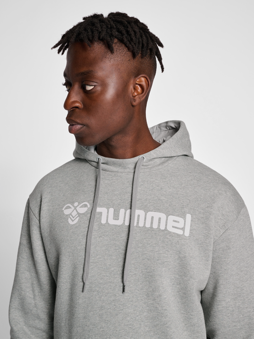 hmlMOVER COTTON HOODIE, GREY MELANGE, model