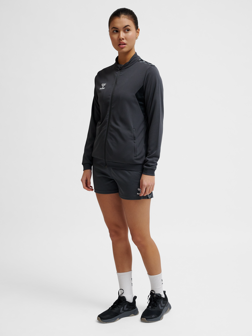 hmlAUTHENTIC PL ZIP JACKET WOMAN, ASPHALT, model