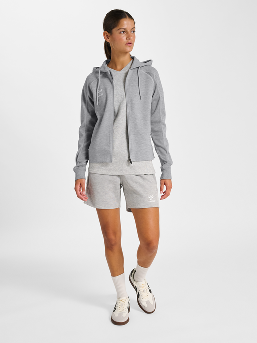 hmlMOVE 2.0 ZIP HOODIE WOMAN, GREY MELANGE, model