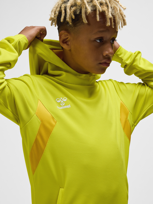 hmlAUTHENTIC PL HOODIE KIDS, BLAZING YELLOW, model