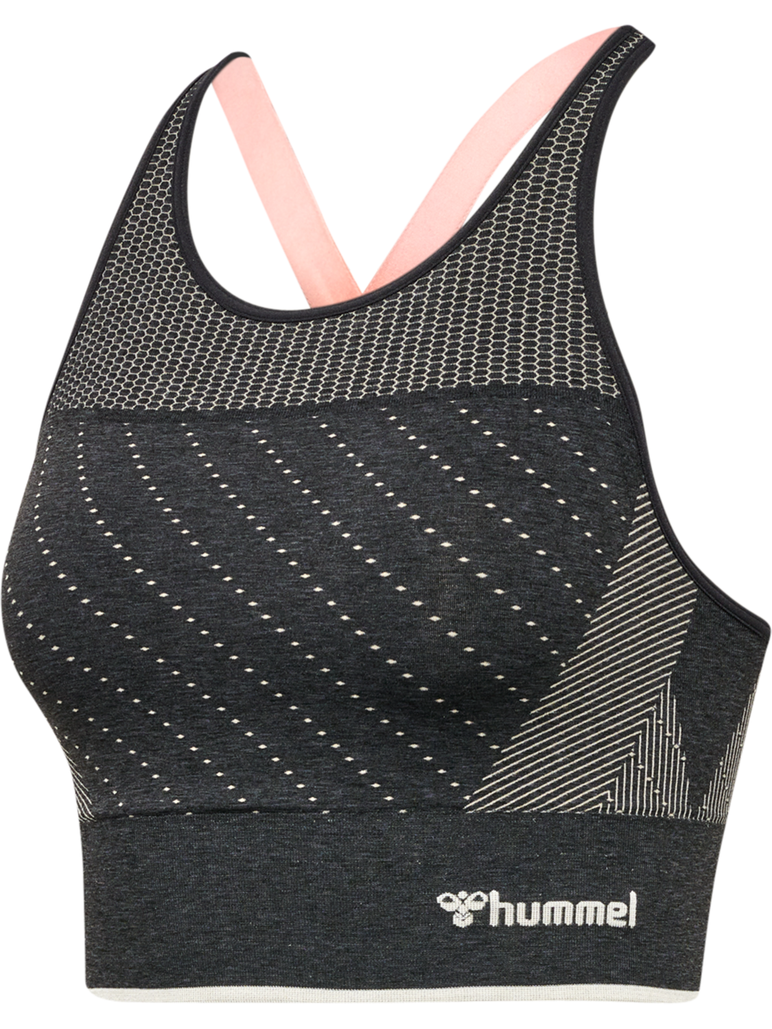 hmlMT HANA SEAMLESS SPORTS TOP, BLACK MELANGE, packshot