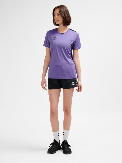 hmlAUTHENTIC PL JERSEY S/S WOMAN, DAHLIA PURPLE/ASPHALT, model