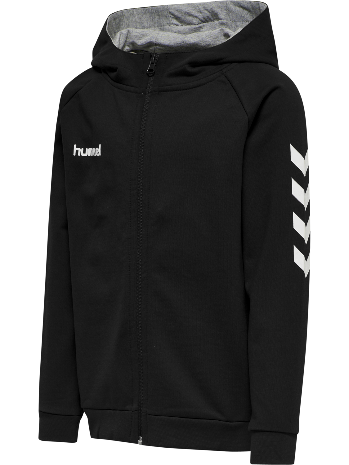 HMLGO KIDS COTTON ZIP HOODIE, BLACK, packshot