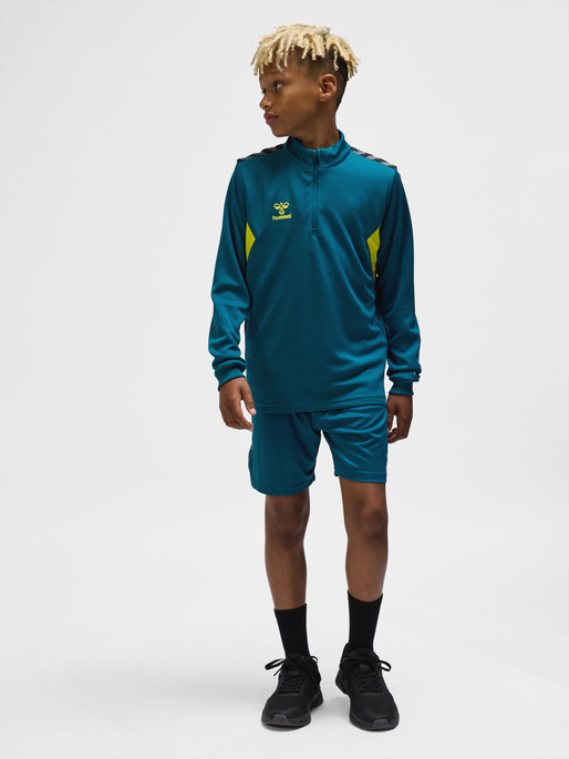 hmlAUTHENTIC HALF ZIP SWEAT KIDS, BLUE CORAL/SULPHUR SPRING, model
