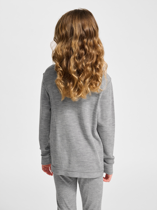 hmlJR WOOL RIB T-SHIRT L/S, GREY MELANGE, model