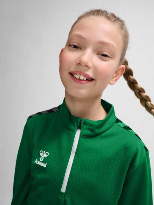 hmlAUTHENTIC HALF ZIP SWEAT KIDS, JELLY BEAN, model