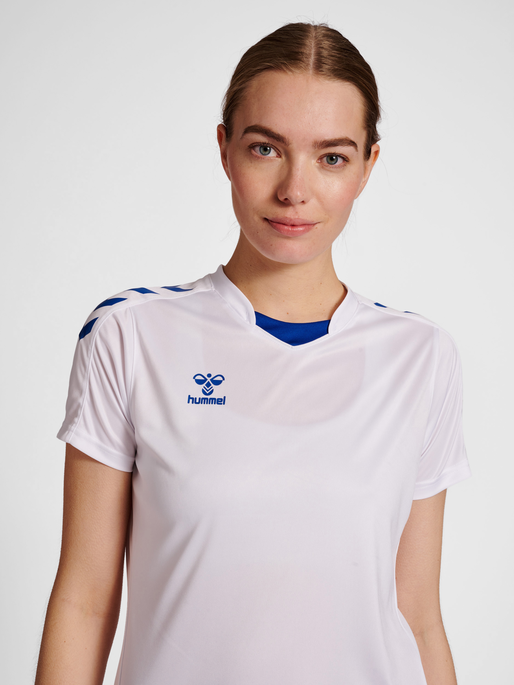 hmlCORE XK POLY JERSEY S/S WOMAN, WHITE/TRUE BLUE, model