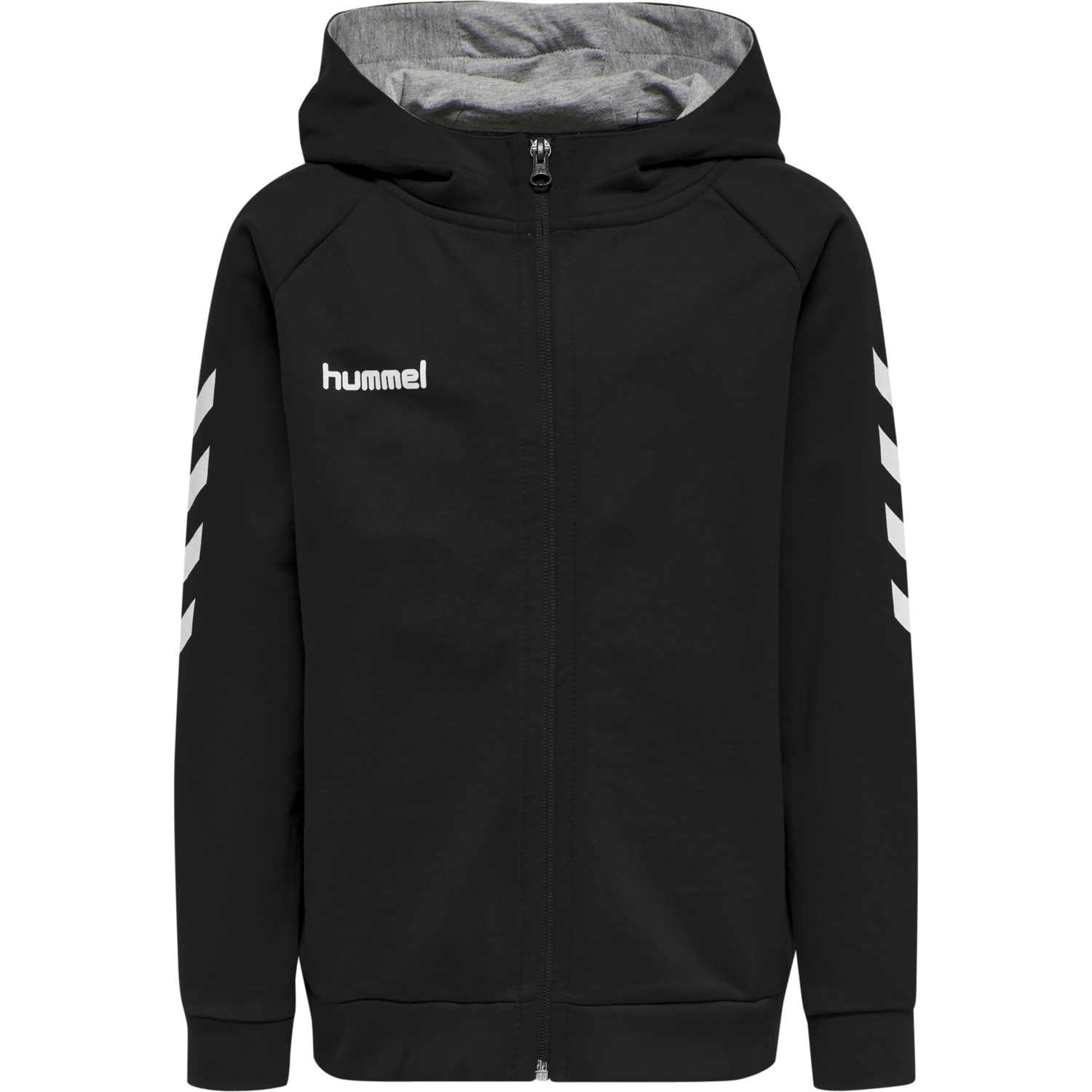 HMLGO KIDS COTTON ZIP HOODIE, BLACK, packshot
