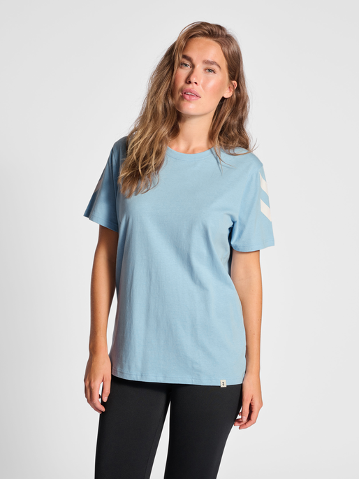 hmlLEGACY CHEVRON T-SHIRT, PLACID BLUE, model