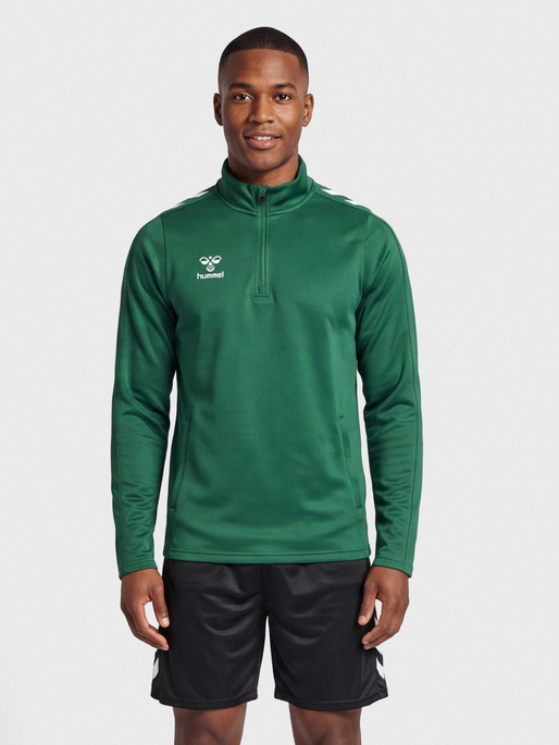 hmlCORE XK HALF ZIP POLY SWEAT, EVERGREEN, model