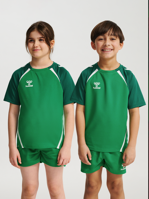 hmlLEAD 2.0 JERSEY S/S KIDS, JELLY BEAN/EVERGREEN, model