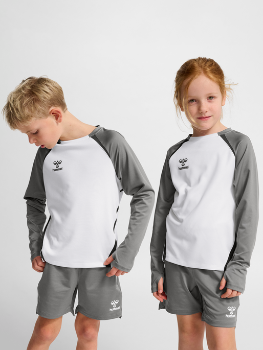 hmlLEAD 2.0 CREW SWEAT KIDS, WHITE/STEEL GRAY, model