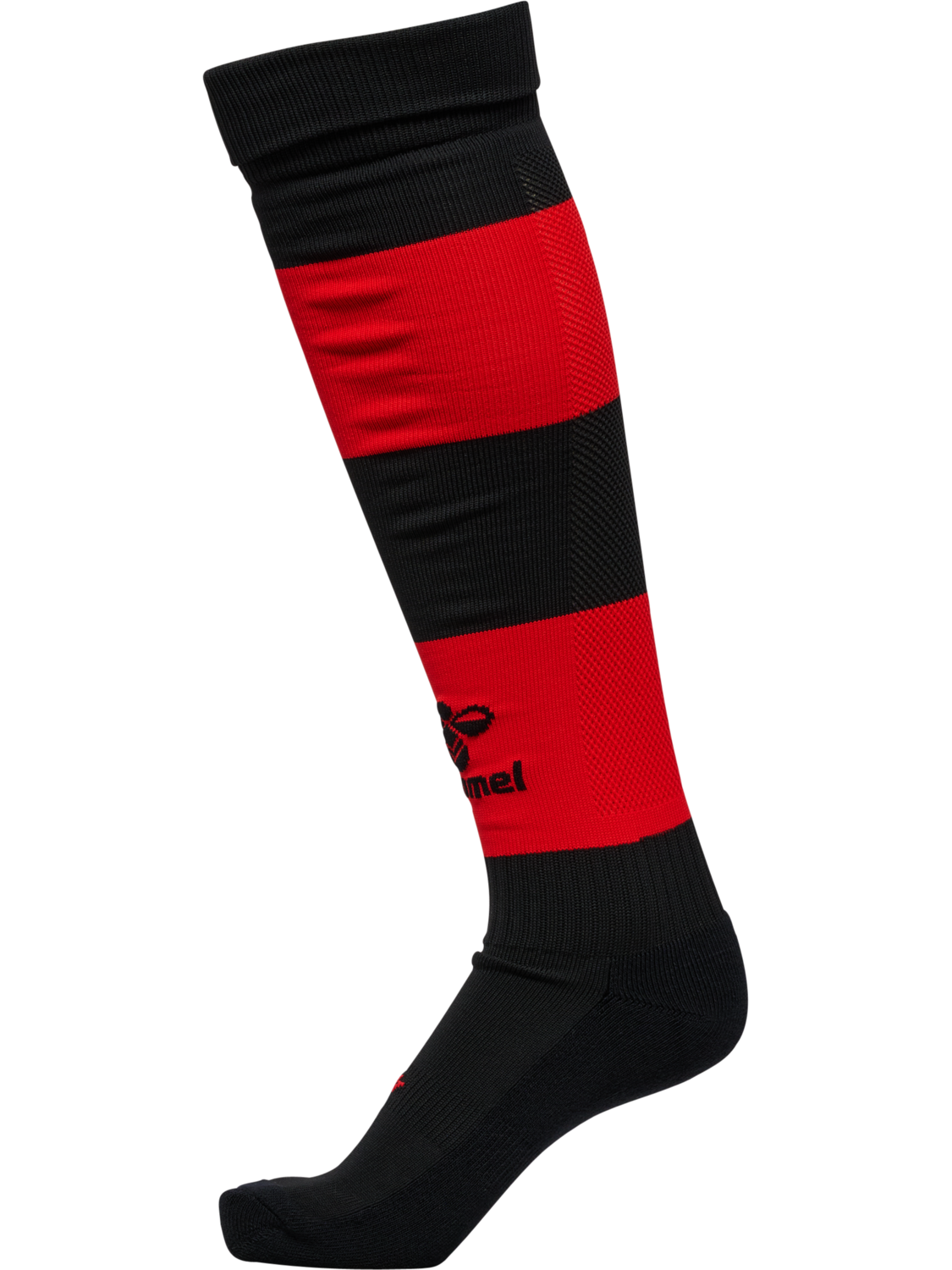 hmlESSENTIAL STRIPE FOOTBALL SOCKS, BLACK/TRUE RED, packshot