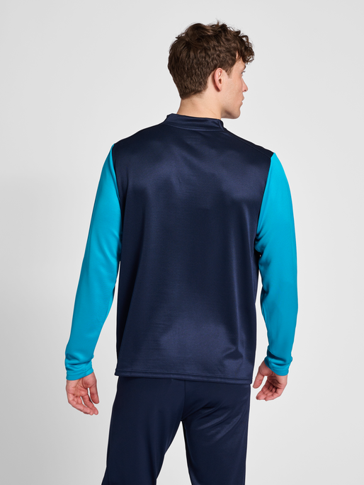 hmlONGRID 1/2 ZIP POLY SWEAT, MARINE/ATOMIC BLUE, model