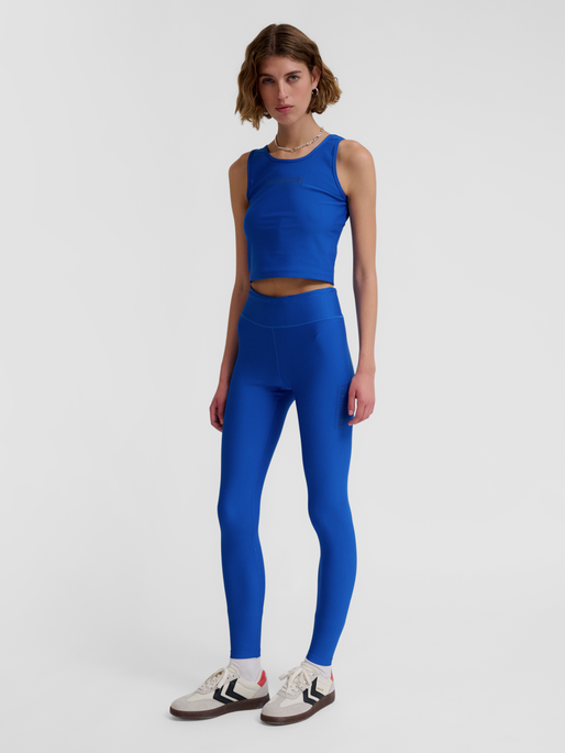 hmlFAST MID WAIST TIGHTS, OLYMPIAN BLUE, model