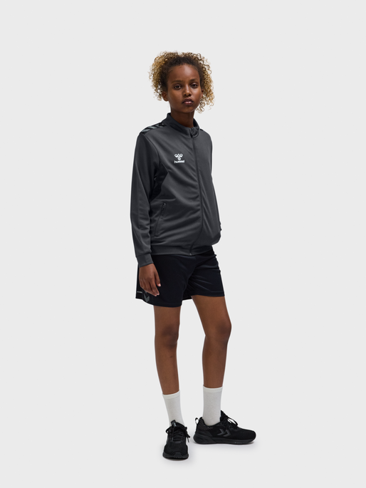 hmlAUTHENTIC PL ZIP JACKET KIDS, ASPHALT, model