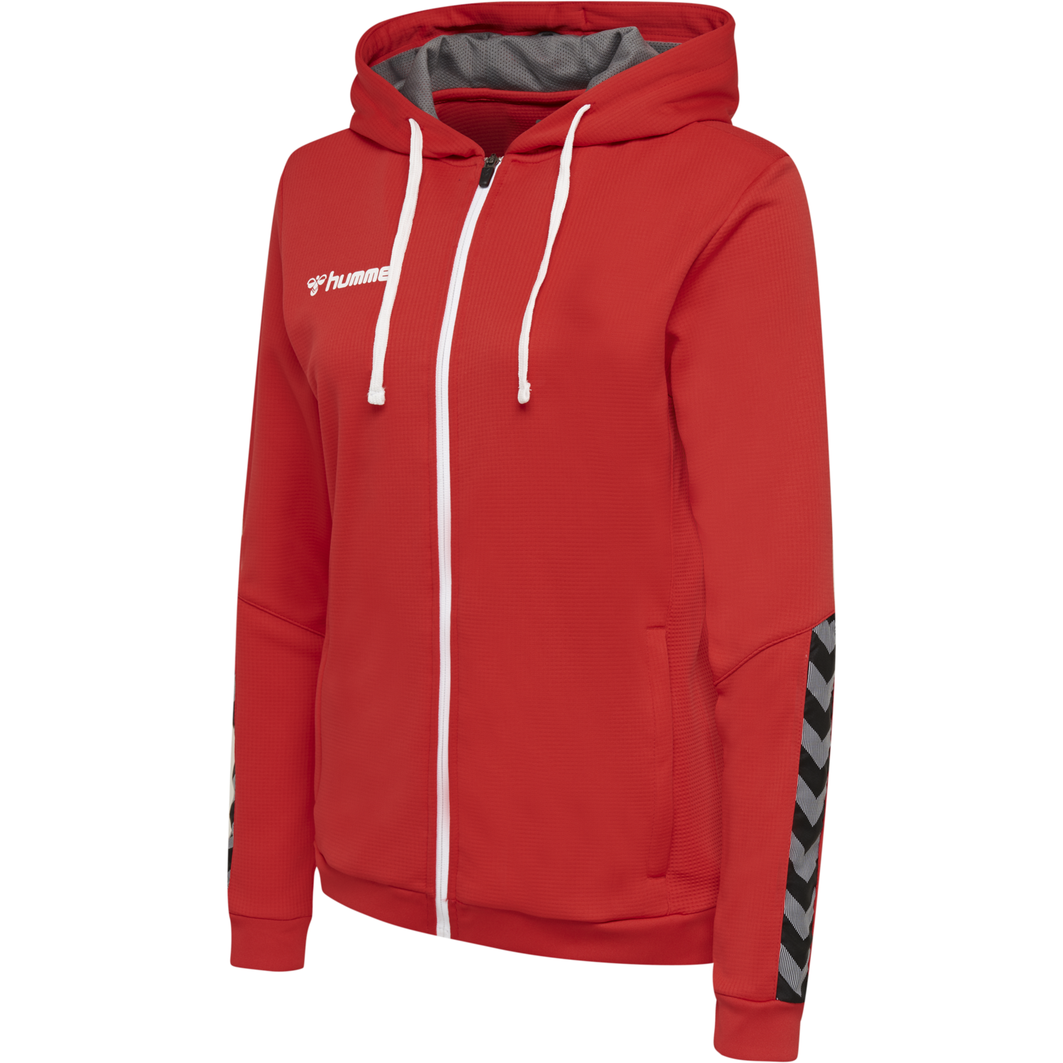 hmlAUTHENTIC POLY ZIP HOODIE WOMAN, TRUE RED, packshot
