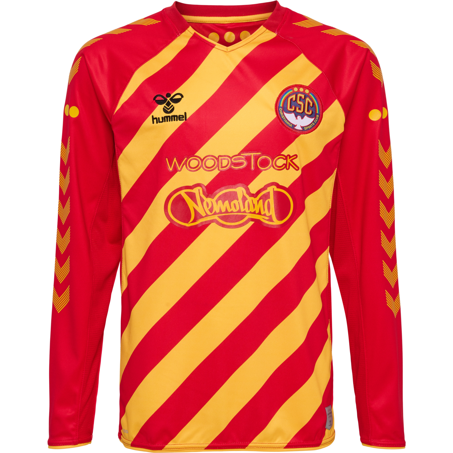 hmlCSC 19/20 KIDS HOME JERSEY LS, TRUE RED/SPORTS YELLOW W/SPONS, packshot