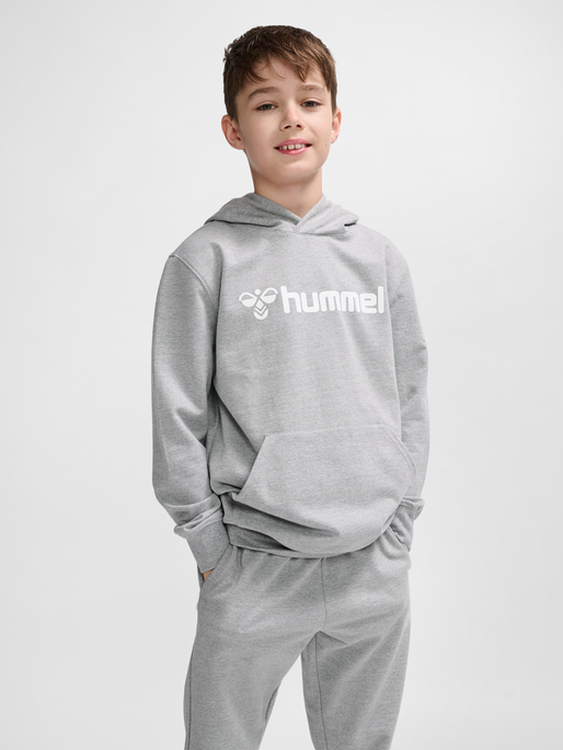 hmlGO 2.0 LOGO HOODIE KIDS, GREY MELANGE, model