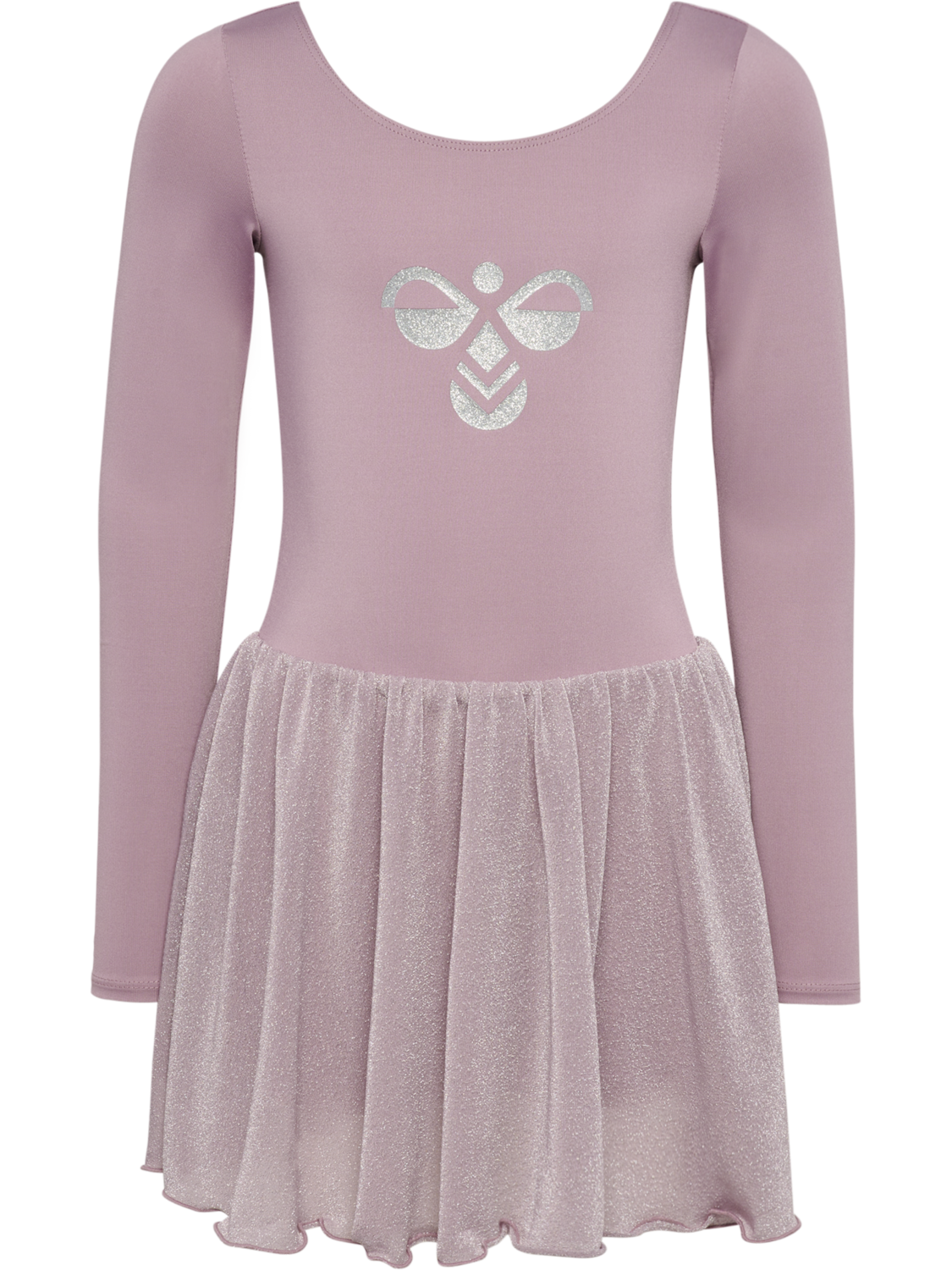 hmlJR GLITTER TIGHTS GYMSUIT L/S, SEA FOG, packshot