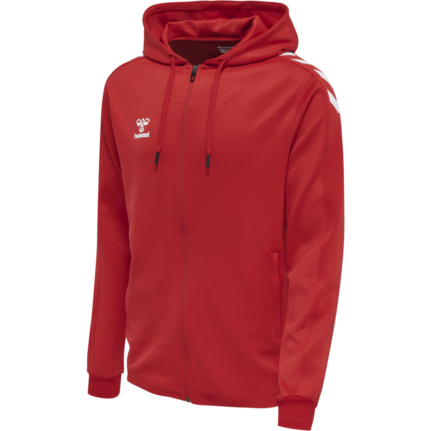 hmlCORE XK POLY ZIP HOOD SWEAT, TRUE RED, packshot