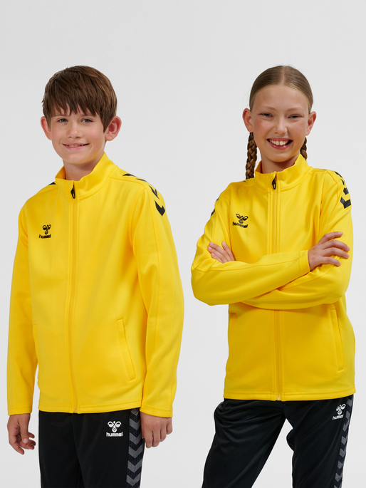 hmlCORE XK POLY ZIP SWEAT KIDS, SPORTS YELLOW, model