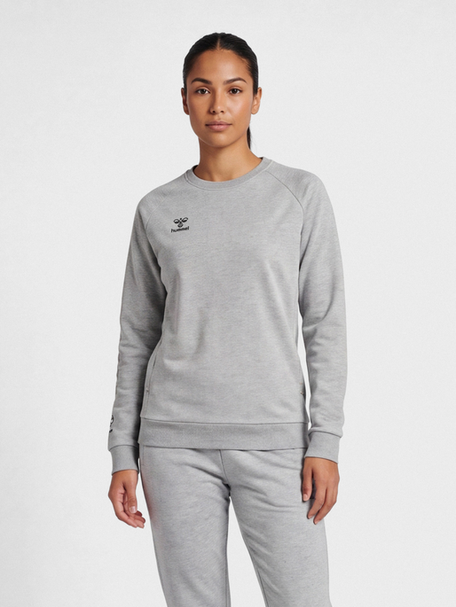 hmlMOVE GRID COTTON SWEATSHIRT WOMA, GREY MELANGE, model