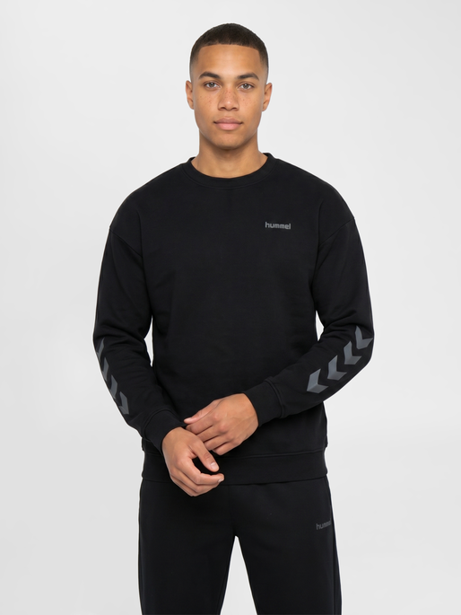 hmlKEEPER CHEVRON SWEATSHIRT, BLACK, model