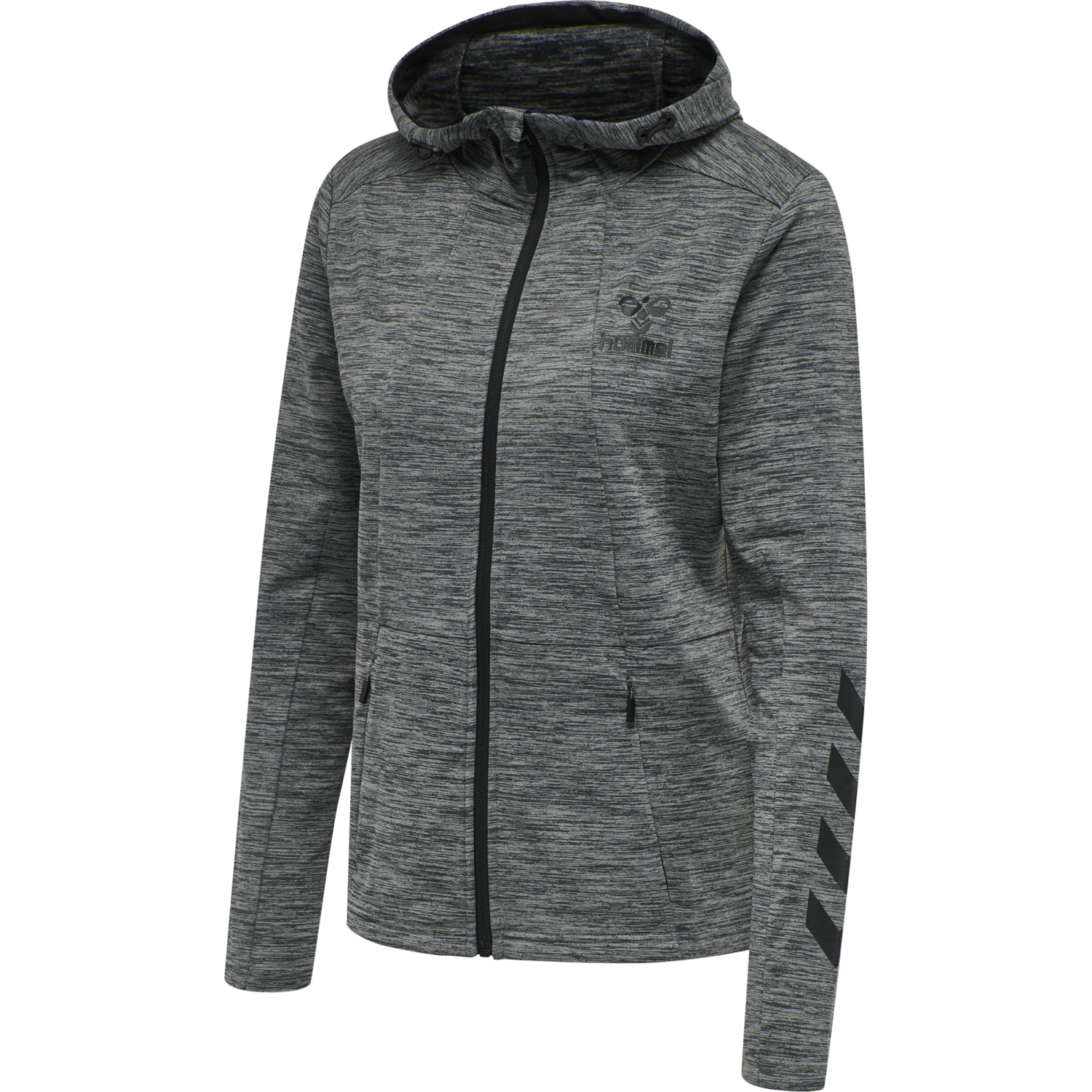 hmlSELBY ZIP HOODIE, DARK GREY MELANGE, packshot
